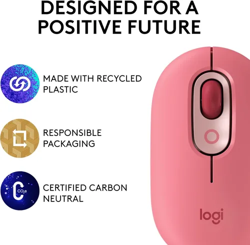 Vista 5 de Logitech Ratón POP inalámbrico con emojis personalizables, tecnología SilentTouch, desplazamiento de precisiónvelocidad, diseño compacto, Bluetooth
