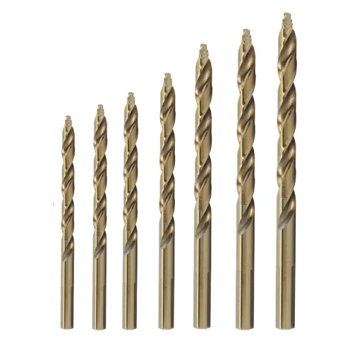 Vista 13 de Drill America Juego de 3 brocas escalonadas de cobalto con vástago plano reducido de 1/2 pulgada, acabado de óxido de oro para perforar acrílico