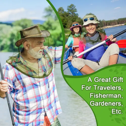 Vista 4 de HESTYA Paquete de 4 mosquiteros de malla para cabeza, cara, cuello, mosquitera, capucha de insectos y mosquitos, red que no se ve con bolsas