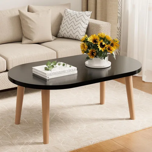 Vista 20 de Mesa de Centro, Mesas de Centro Pequeñas de 23.6", Mesas de Centro Redondas Negras para Sala de Estar, Mesa de Piso para Sentarse en el Suelo, Mesa