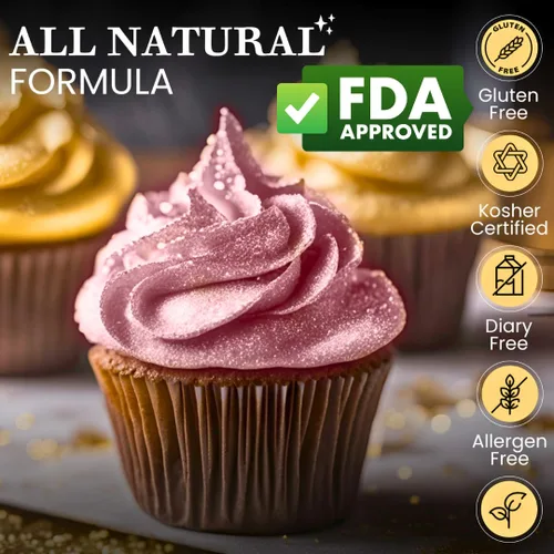 Vista 2 de Dazzle Dust Gránulos de polvo comestibles con purpurina para decoración de pasteles, bebidas, galletas, glaseado, decoración de postres, brillo Rosa