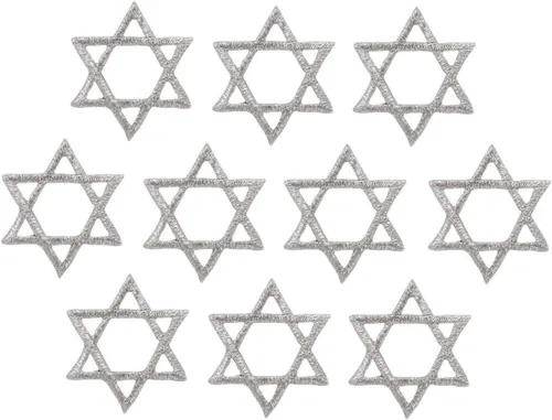 Vista 10 de (2 pulgadas) Estrella de David, Hanukkah, judío, bordado, parche para planchar (dorado, 1 pieza)