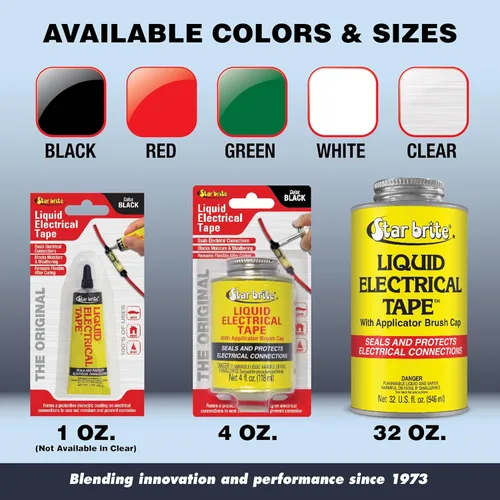 Vista 7 de STAR BRITE Cinta Eléctrica Líquida con Tapa Aplicadora de Cepillo - Adhesión Superior y Protección Flexible para Cables Deshilachados, Terminales