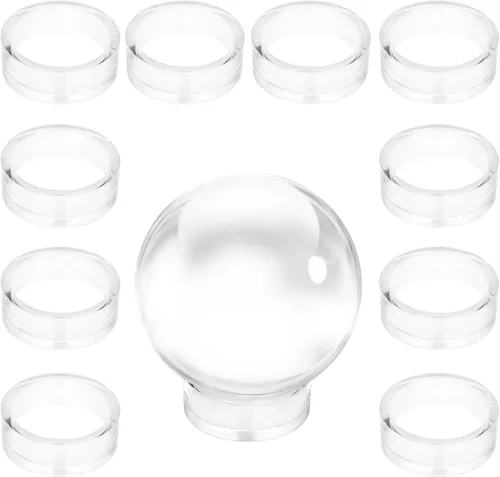 Vista 10 de JUXYES Paquete de 15 soportes de exhibición de esfera transparente, soporte de esfera transparente, soportes de exhibición de plástico pequeños