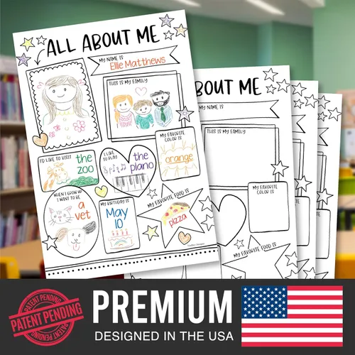 Vista 3 de Hadley Designs Póster All About Me Elementary de 20 estrellas para estudiantes, pósteres de All About Me para preescolar y jardín de infantes