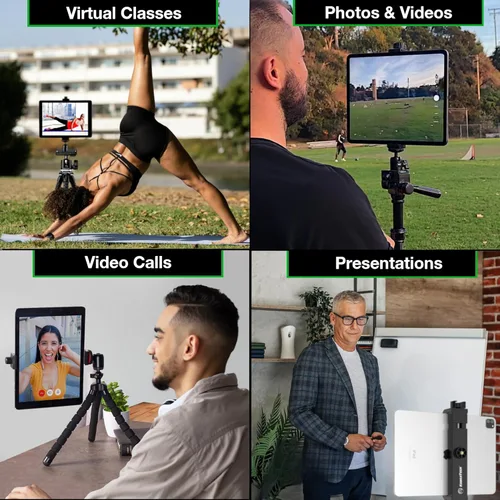 Vista 3 de KobraTech TabMount 360 - Soporte para trípode para iPad Incluye cabeza de bola giratoria y soporte Bluetooth remoto para iPad para trípode