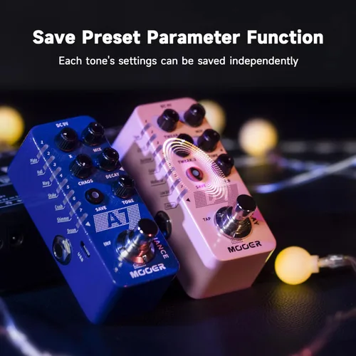 Vista 6 de MOOER Pedal de guitarra D7 Delay con 6 cintas de retardo diferentes y grabación Looper de 150s, función ajustable múltiple, tempo de toque Surpport