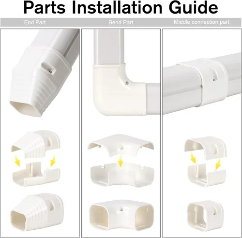 Vista 4 de GUEQUITLEX Kit de cubierta de línea de 3 pulgadas de ancho y 16.1 pies para aire acondicionado mini split, kit decorativo de cubierta de línea