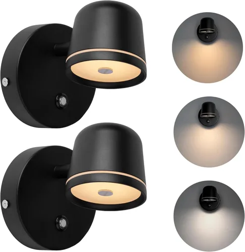 Vista 12 de Aisilan Lámpara de pared LED con enchufe con control de atenuación táctil. Lámpara de pared ajustable con ángulo montado en la pared, antirreflejos