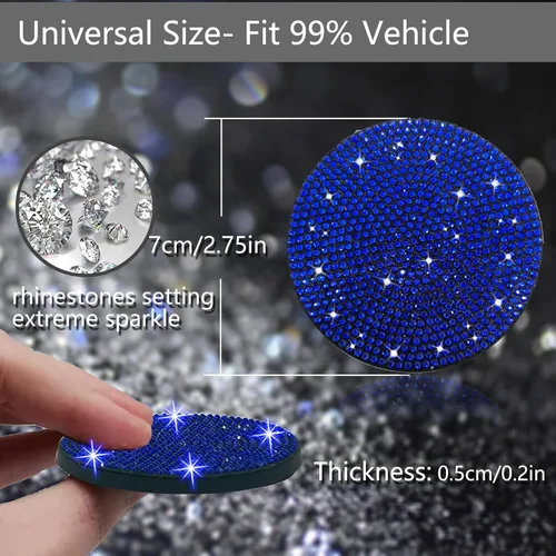 Vista 2 de NBTEPEM 2 posavasos de auto con diamantes de imitación, 2.75 pulgadas, antideslizantes, a prueba de golpes, universal, a la moda, para auto