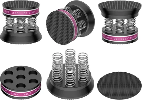 Almohadillas de pico de altavoz de resorte, pies de soporte de aislamiento, protectores de suelo de altavoz antideslizantes de aluminio,