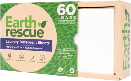 Vista 9 de Earth Rescue Hojas de detergente para ropa – Hasta 60 cargas (30 hojas) – Sin perfume, hipoalergénico, concentrado sin líquido, detergente seco
