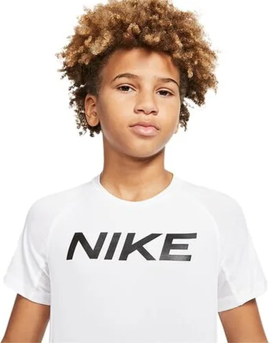 Vista 4 de Nike Kids Boy's Pro Short Sleeve Fitted Top (Big Kids) WhiteBlack