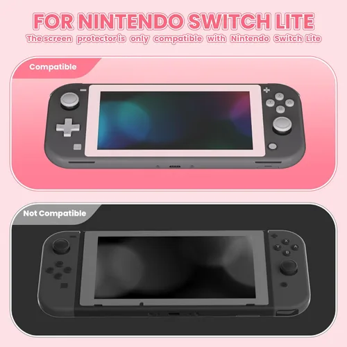 Vista 3 de eXtremeRate 2 Pack Cherry Blossoms Pink Border Transparent HD Clear Protector Film, Tempered Glass Screen Protector for Nintendo Switch Lite