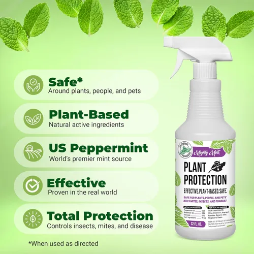 Vista 4 de Mighty Mint Spray de protección de plantas de menta de 32 onzas, para ácaros, insectos, mosquitos, hongos y enfermedades con paño de microfibra
