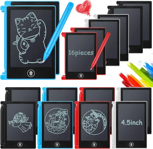 Vista 8 de Nezyo 16 Piezas de 4.5 Pulgadas Mini Tableta de Escritura LCD para Niños, Tablero de Dibujo Electrónico de Mini Garabatos, Tableta de Dibujo