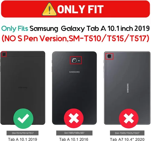 Vista 2 de Funda para Samsung Galaxy Tab A de 10.1 pulgadas 2019 (SM-T510/T515/T517), funda de piel sintética tipo folio con soporte y encendido automático