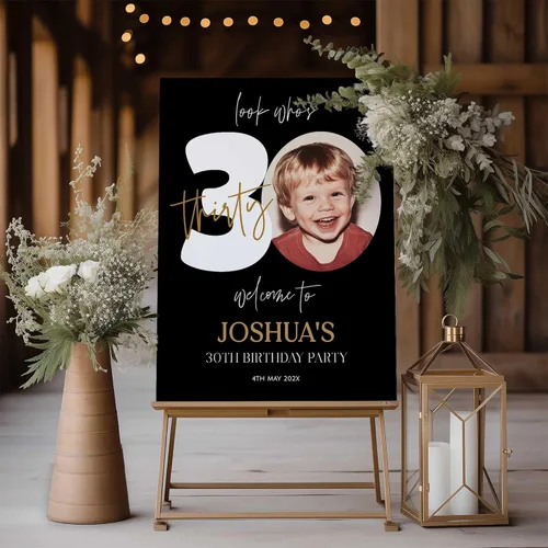 Vista 5 de 90th Birthday Welcome Sign with Photo, 90 Years Loved Poster, Personalized Milestone Celebration Decoration, Elegant Entryway Display, Custom Party