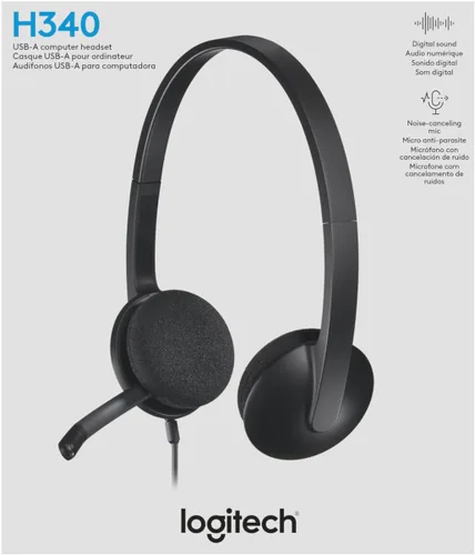 Vista 8 de Logitech USB Headset H340, Stereo, USB Headset for Windows and Mac - Black