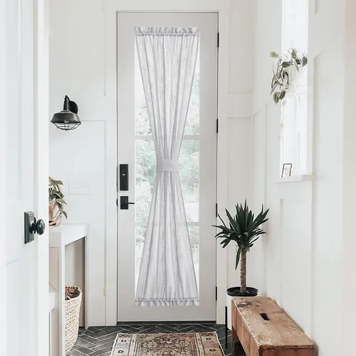 Vista 92 de NICETOWN Cortinas de lino con luz lateral, 12 pulgadas de ancho x 72 pulgadas de largo, panel de cortina para puerta delantera francesa, bolsillo