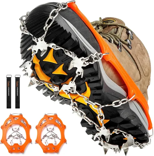 Crampones para la nieve o el hielo, mejor tracción, buen agarre para botas, para hombre o mujer, antideslizantes, con 19 puntas de acero inoxidable,