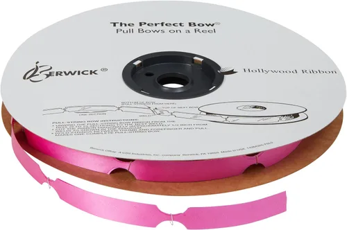 Vista 2 de Berwick Offray The Perfect Bow Pull Ribbon, tamaño acabado de 4 pulgadas con 18 bucles, rosa belleza, 50 piezas