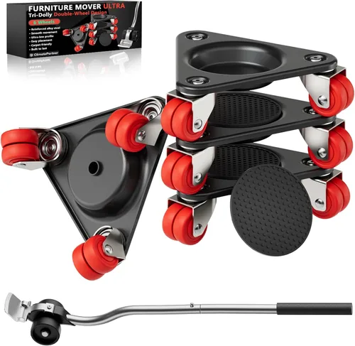 Vista 10 de ONEON - Furniture Mover Ultra, movedor de muebles con 8 ruedas, para mover objetos pesados, plataforma de perfil bajo con ruedas dobles, paneles