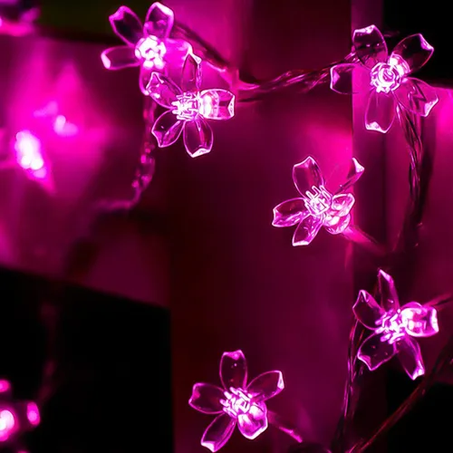 Vista 3 de FULLBELL Guirnalda de luces decorativas de Navidad con flor de cerezo 33 pies 100 luces LED de hadas con 8 modos de flash para Navidad patio jardín