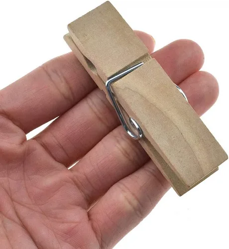 Vista 14 de HAHIYO Pinzas de madera marrón para ropa, mini Aviod Fall Apart de 1 pulgada de largo, paquete de 80 resortes fuertes, sin óxido, sin decoloración