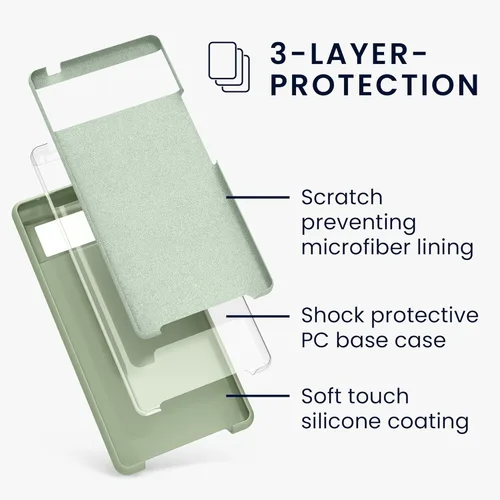 Vista 593 de kwmobile Funda Compatible con Google Pixel 6 Pro - Funda de teléfono de silicona TPU con acabado suave - Azul Arrecife