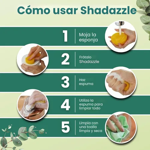 Vista 5 de Shadazzle - Limpiador y pulidor natural multiusos – Producto de limpieza ecológico (1 paquete, eucalipto)