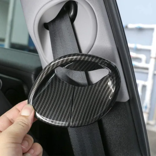 Vista 3 de YIWANG Fibra de carbono estilo ABS cromo interior cinturón de seguridad cubierta ajuste 2 unids para Alfa Romeo Giulia 2016-2020 Auto Accesorios