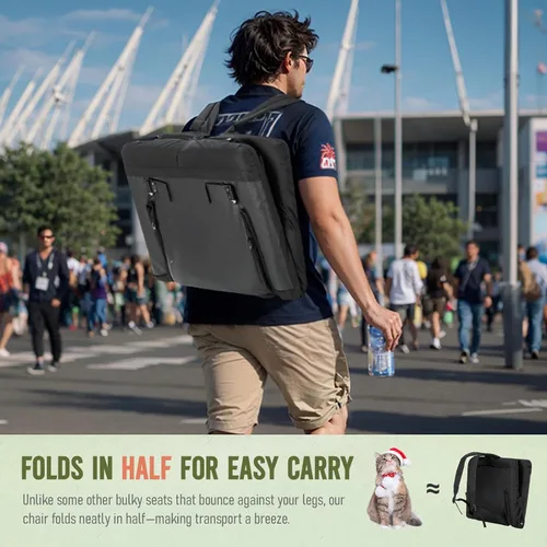 Vista 6 de Overmont Asiento de estadio con soporte trasero, cojín acolchado de 2.8 pulgadas, asiento reclinable de 6 posiciones con doble gancho, correas