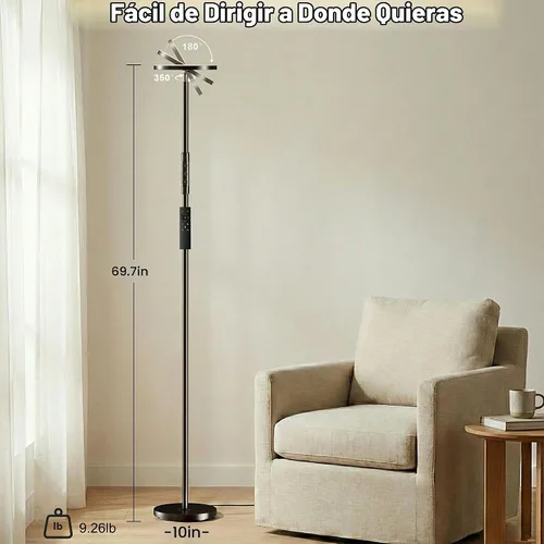Vista 7 de Yikuneng Lámpara de pie súper brillante para sala de estar, lámpara de pie LED regulable continua con control remoto y táctil, lámpara torchiere