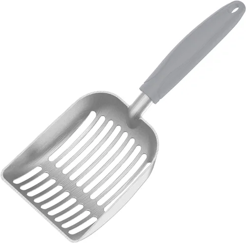 Vista 18 de Cuchara de arena para gatos, tamiz de aleación de aluminio, cuchara para gatitos, cuchara pequeña para gatos que es resistente y resistente