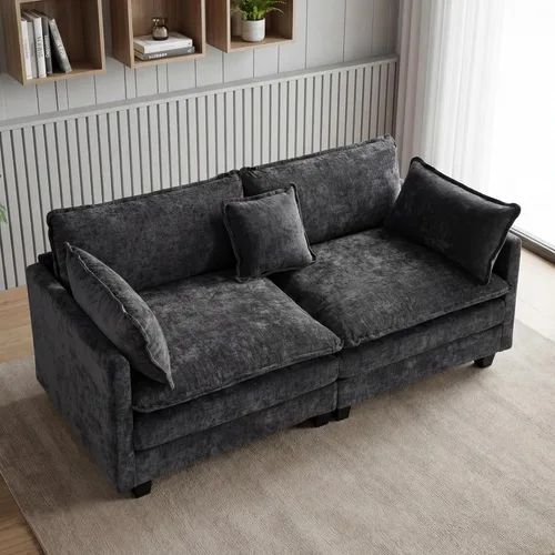 Vista 17 de Sofá seccional, cómodo sofá modular de nube, sofá modular de asiento profundo, sofá moderno en la nube, sofás modulares para sala de estar, Beige