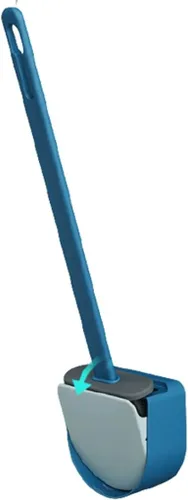 Useful Silicone Toilet Brush and Holder，Creative Automatic Opening and Closing Toilet Bowl Brush，Long Handled Toilet Scrub Brush Hands-on (Color :