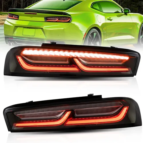 Vista 9 de Ensamble de luces traseras VLAND Compatible con Chevrolet Camaro 6ª generación 2016-2018 (LS, LT, RS, SS, ZL1), señal de giro amarilla, rojo