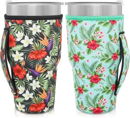 Vista 43 de Mangas aisladas de neopreno con asa para vasos de 30 a 32 onzas, funda reutilizable para tazas de café helado para tazas de café XL de 38-42 onzas