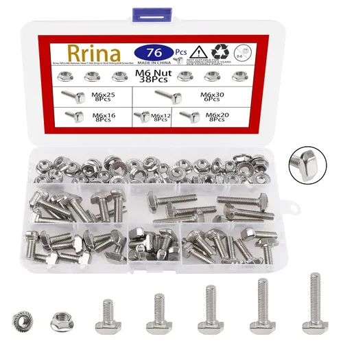 Vista 7 de Kit surtido de 80 piezas de tuerca de tornillo deslizante con ranura en T de cabeza de martillo, para perfil de aluminio estándar europeo