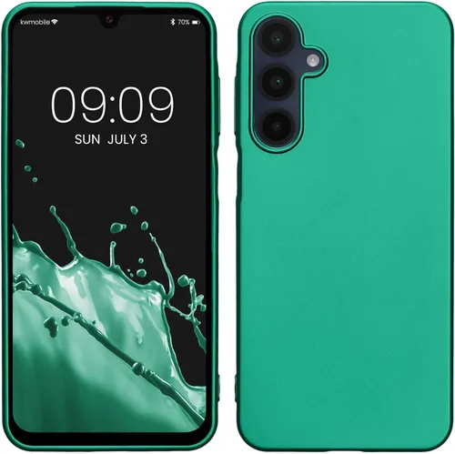 Vista 106 de kwmobile Funda compatible con Samsung Galaxy A12 - Funda protectora de silicona TPU suave y delgada - Verde oscuro mate