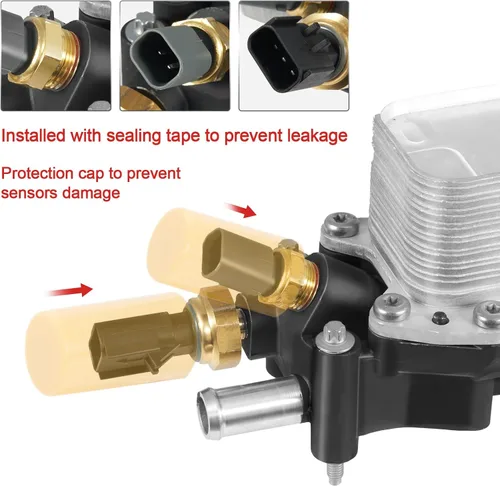 Vista 7 de Carcasa de Filtro de Aceite de Motor de Aluminio Completa con Sensores y Juntas Compatible con 2011-2016 Chrysler 200 300 Dodge Charger Challenger