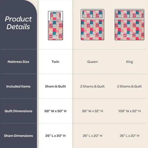 Vista 5 de Lavish Home Mallory - Juego de edredón de 2 piezas, edredón clásico de retazos con funda de almohada, ropa de cama ligera lavable a máquina