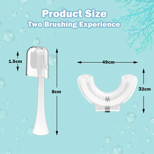 Vista 6 de Cepillos de dientes eléctricos para niños en forma de U, cepillo de dientes eléctrico para niños pequeños con 2 cabezales de cepillo suaves, 2 modos