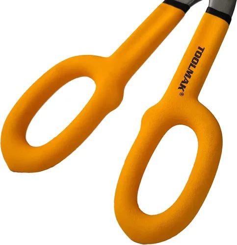 Vista 5 de TOOLMAK Tijeras de hojalata de 10 pulgadas de patrón recto con agarre cómodo, tijeras de corte de chapa de metal resistentes