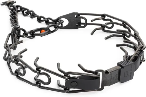 Vista 14 de Collar para Perro Herm Sprenger de Acero Inoxidable Negro con Hebilla de Liberación Rápida ClicLock y Inserción de Biothane Collar de Entrenamiento