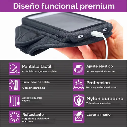 Vista 5 de Tune Belt AB92 Brazalete para teléfono celular para correr, compatible con iPhone 17/16/15/14/13 Pro Max, Plus, Samsung Galaxy Ultra/Plus/Note