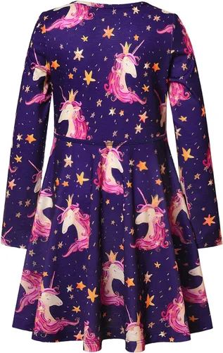 Vista 2 de Jxstar Vestidos a juego para niñas y muñecas de manga larga con diseño de unicornio y sirena