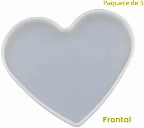 Vista 3 de 5 piezas de molde de resina de silicona para fundición de epoxy en forma de corazón para manualidades DIY, molde de base de posavasos de corazón, 5
