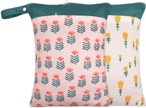 Vista 14 de Paquete de 2 bolsas para artículos húmedos y secos para pañales de tela y piezas de extractor de leche, bolsa húmeda reutilizable impermeable